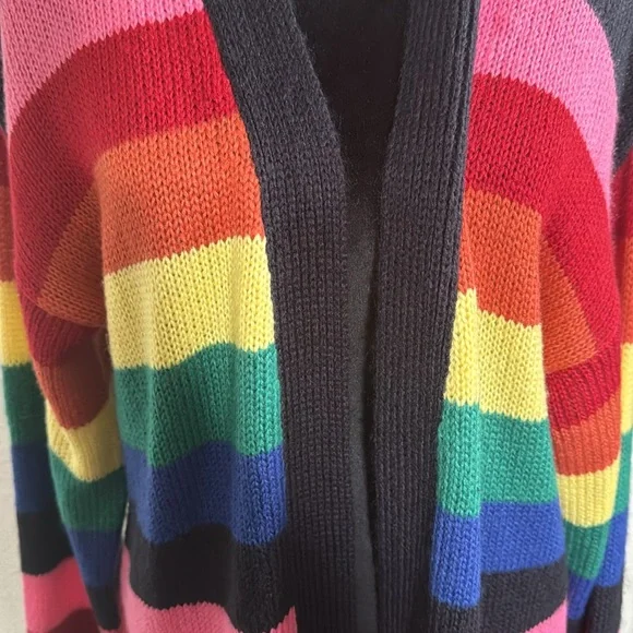 Rainbow Cardigan Sweater Open Multi color Duster - Picture 3 of 6
